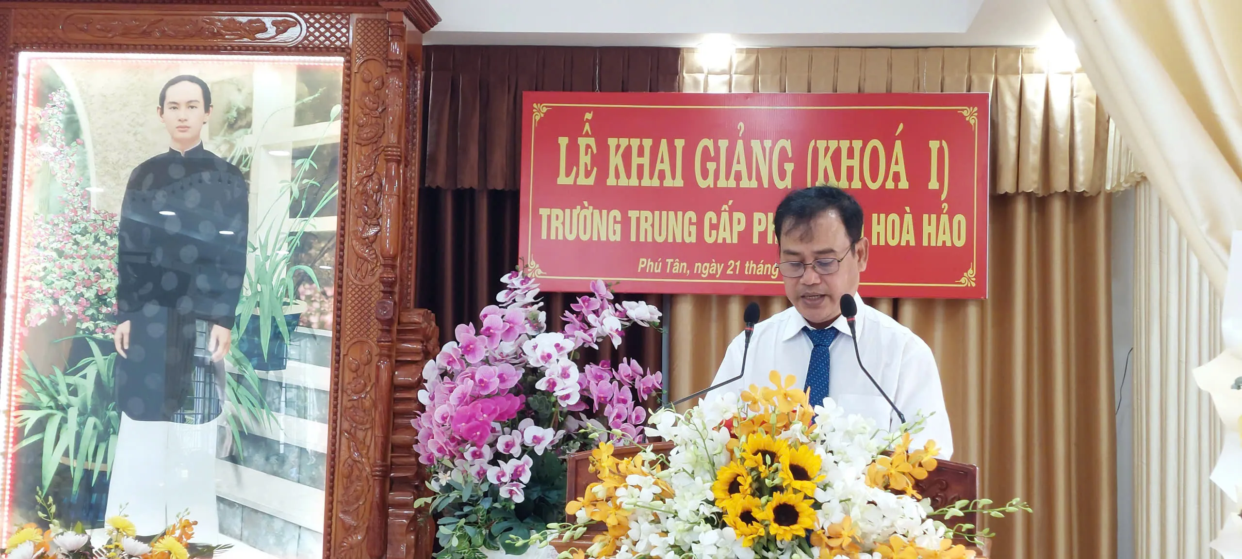 Ông Danh Phúc, Tỉnh ủy viên, Giám đốc Sở Dân tộc và Tôn giáo tỉnh An Giang phát biểu